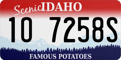 ID license plate 1O7258S