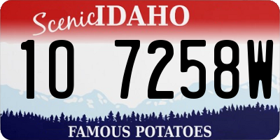 ID license plate 1O7258W