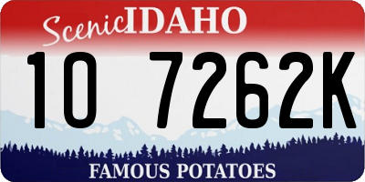 ID license plate 1O7262K