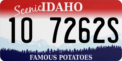 ID license plate 1O7262S