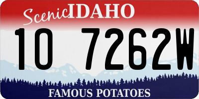 ID license plate 1O7262W