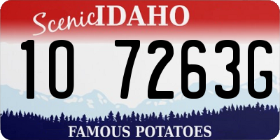 ID license plate 1O7263G