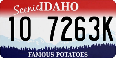 ID license plate 1O7263K