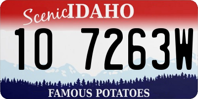 ID license plate 1O7263W