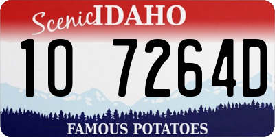 ID license plate 1O7264D