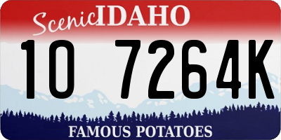 ID license plate 1O7264K