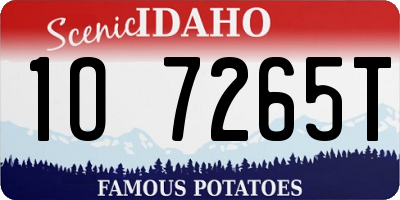 ID license plate 1O7265T