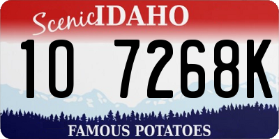 ID license plate 1O7268K