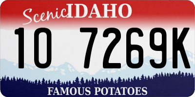 ID license plate 1O7269K