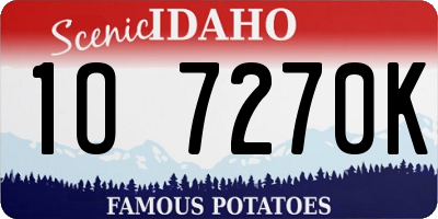 ID license plate 1O7270K