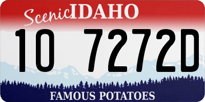 ID license plate 1O7272D