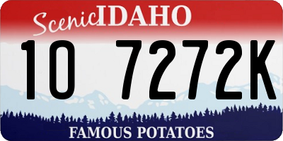 ID license plate 1O7272K