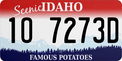 ID license plate 1O7273D
