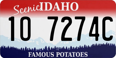ID license plate 1O7274C