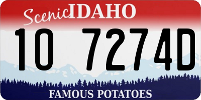 ID license plate 1O7274D