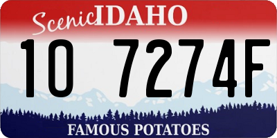 ID license plate 1O7274F