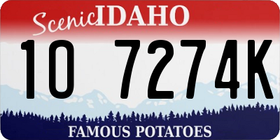 ID license plate 1O7274K