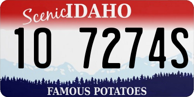 ID license plate 1O7274S