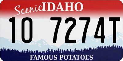 ID license plate 1O7274T