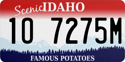 ID license plate 1O7275M