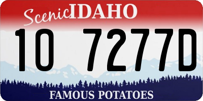 ID license plate 1O7277D