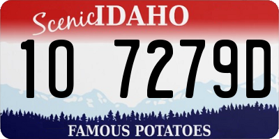 ID license plate 1O7279D