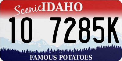 ID license plate 1O7285K