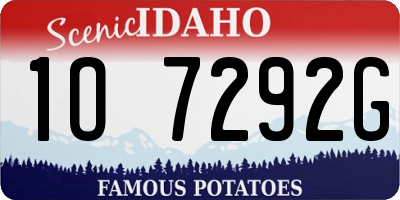 ID license plate 1O7292G