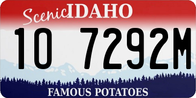 ID license plate 1O7292M