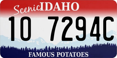 ID license plate 1O7294C