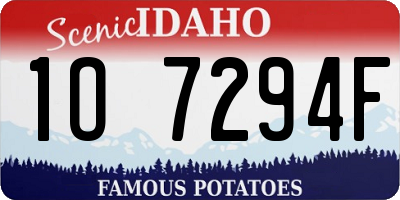 ID license plate 1O7294F
