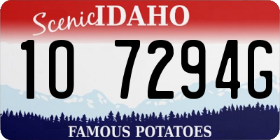 ID license plate 1O7294G