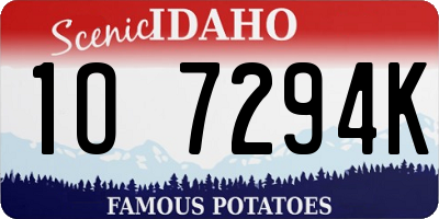 ID license plate 1O7294K