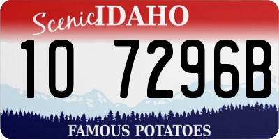 ID license plate 1O7296B