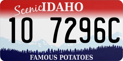ID license plate 1O7296C
