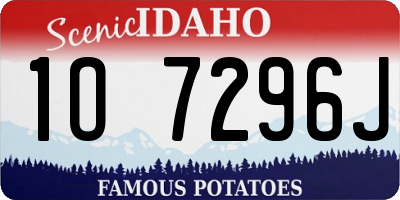ID license plate 1O7296J