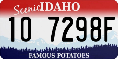 ID license plate 1O7298F