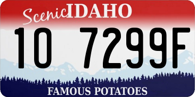 ID license plate 1O7299F