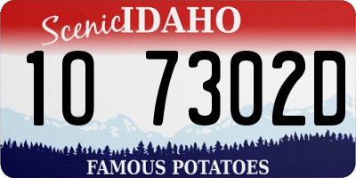 ID license plate 1O7302D