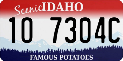 ID license plate 1O7304C