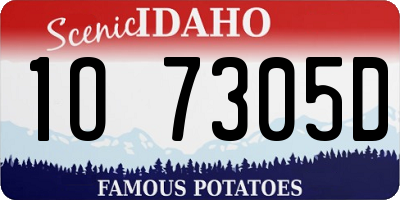 ID license plate 1O7305D