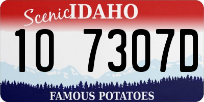 ID license plate 1O7307D