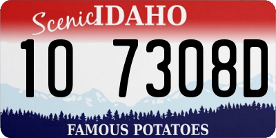 ID license plate 1O7308D