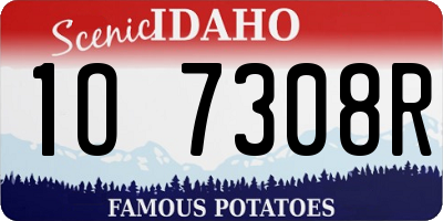 ID license plate 1O7308R