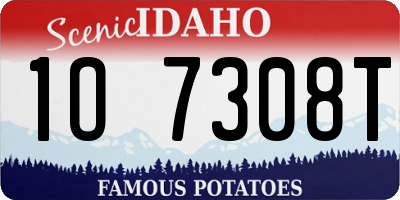 ID license plate 1O7308T