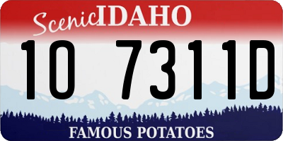 ID license plate 1O7311D