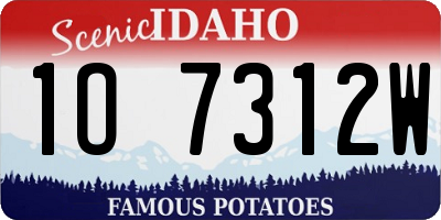 ID license plate 1O7312W