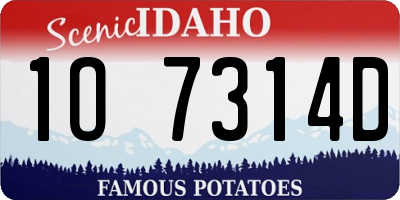 ID license plate 1O7314D