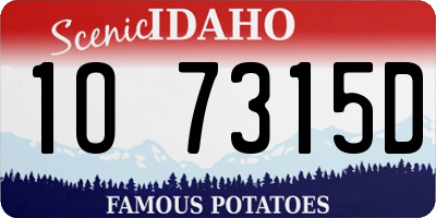 ID license plate 1O7315D