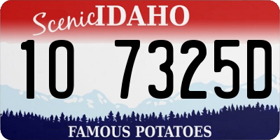 ID license plate 1O7325D